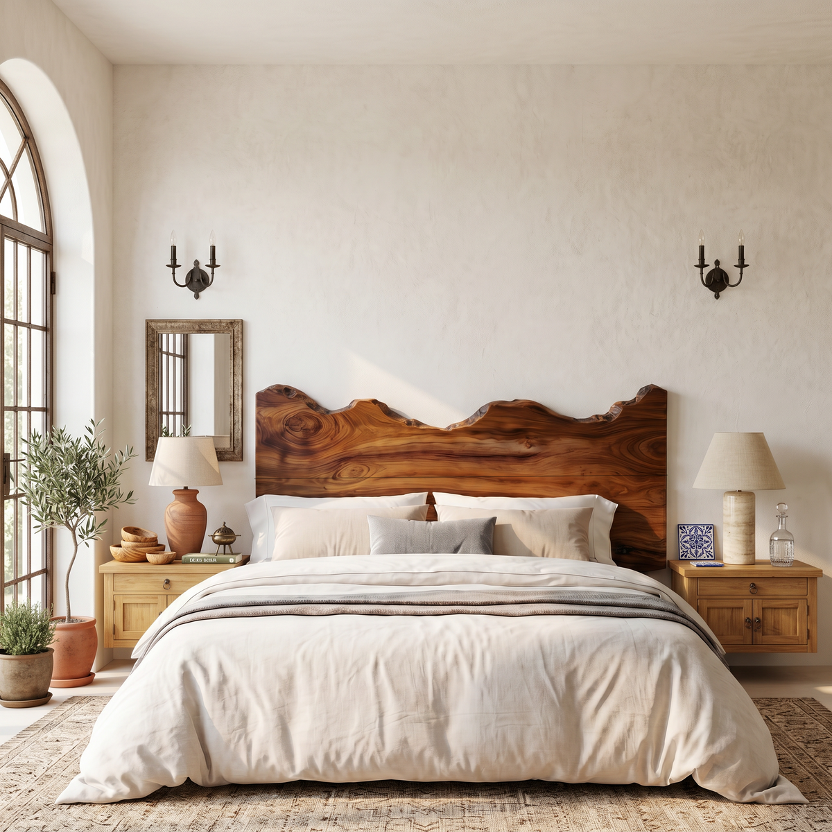 Contemporary Live Edge Wood Headboard For Bedroom