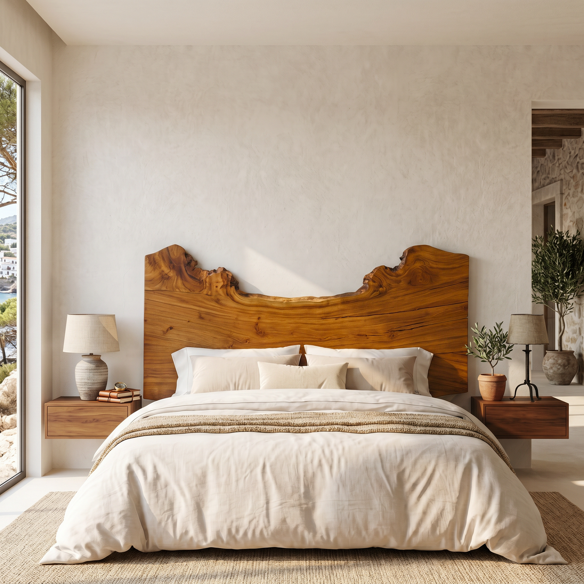 Natural Edge Headboard Wooden Bed Headboard For Bedroom
