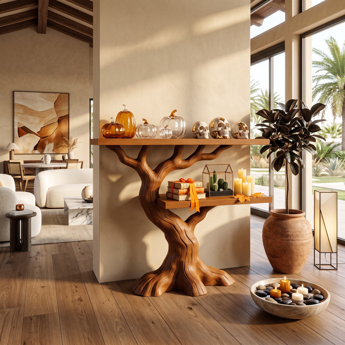 Modern Gnarled Branch Entryway Table For Vintage Halloween Decor