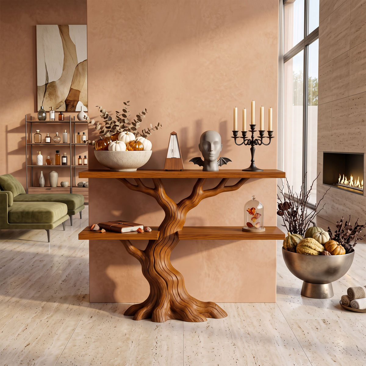 Mid Century Rooted Display Table For Gothic Halloween Furniture