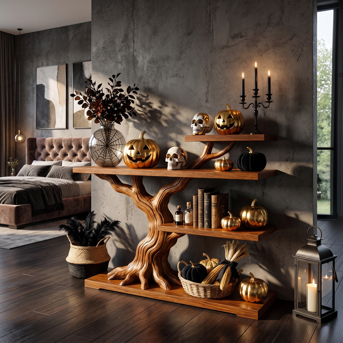 Contemporary Twisted Root Display Table For Gothic Halloween Furniture