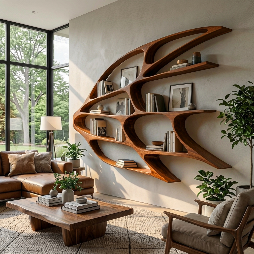 Handmade Wooden Wall Mounted Bookshelf For Home Living