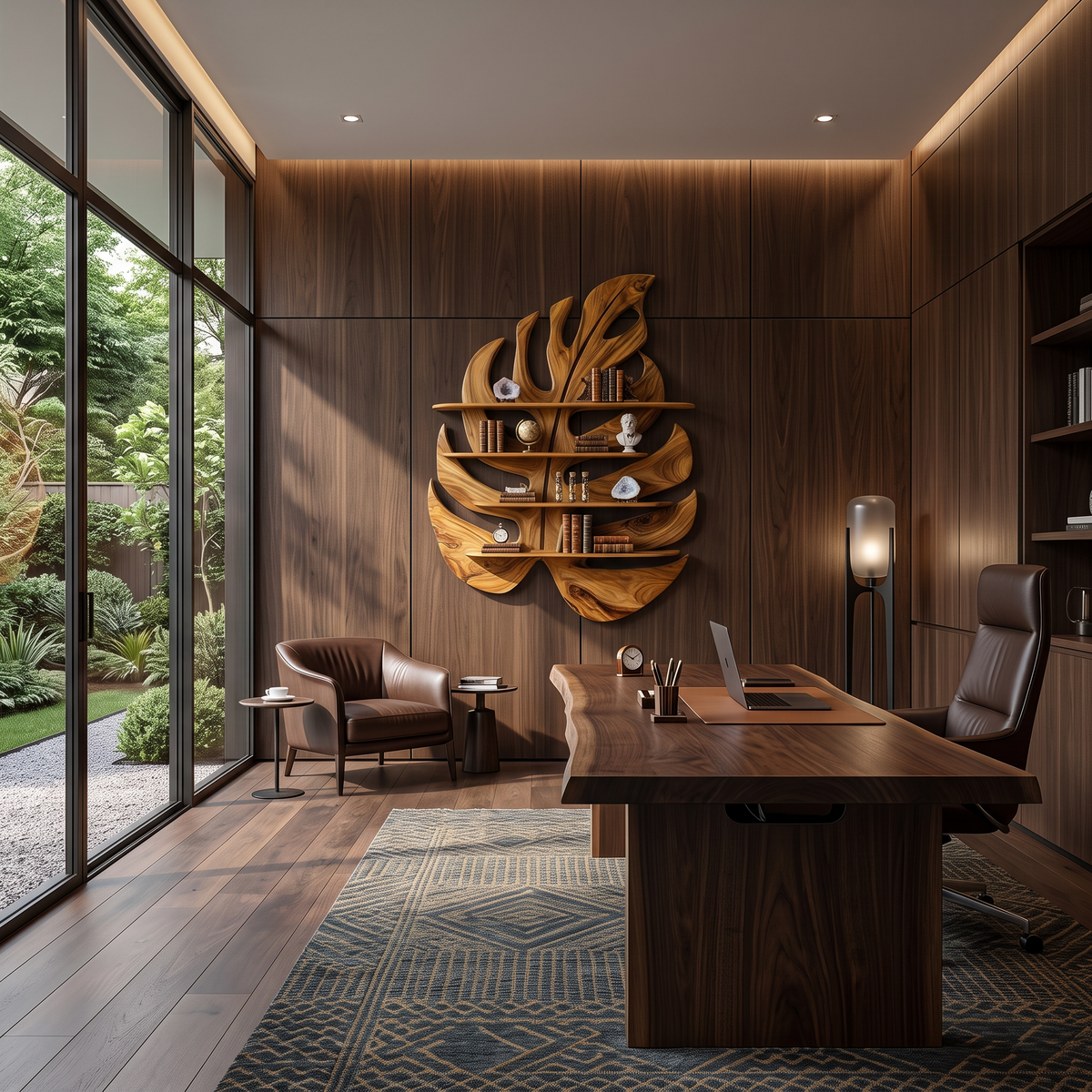 Handmade Wooden Leaf Shape Shelf For Modern Home