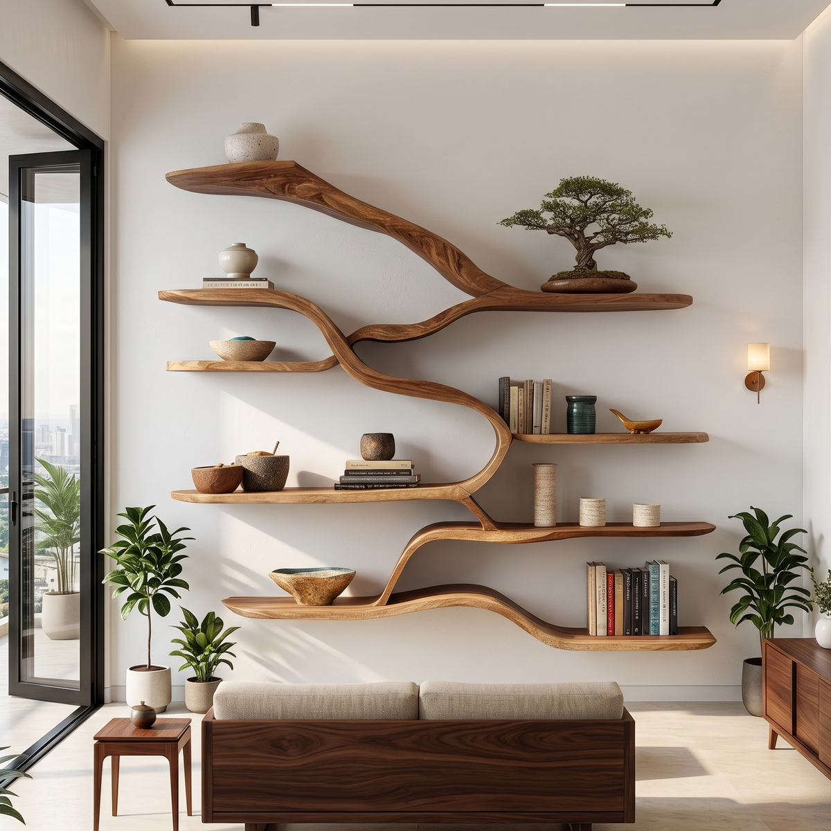 Modern Live Edge Floating Shelves For Home Bar