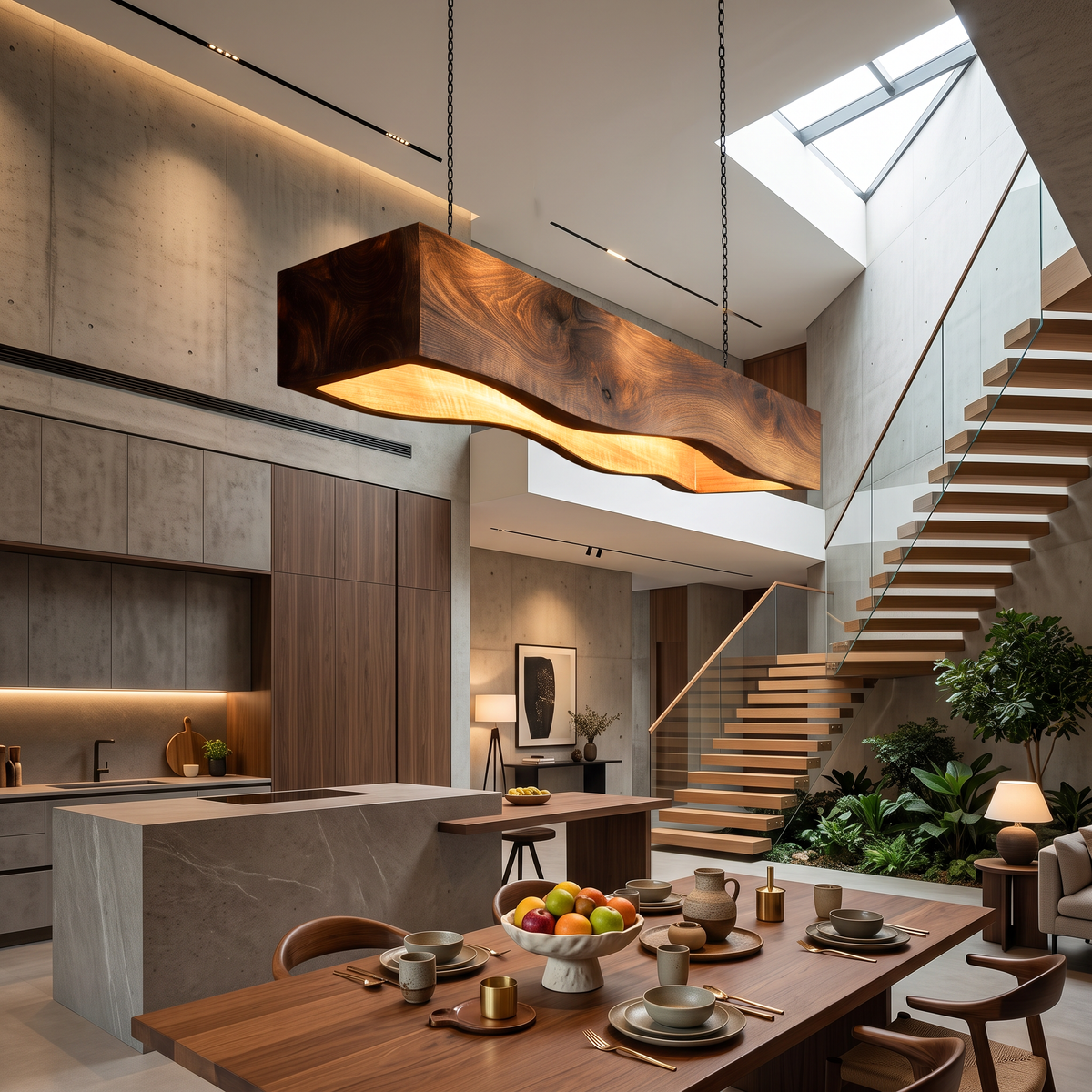 Long Wooden Hanging Lamp For Dining Tables