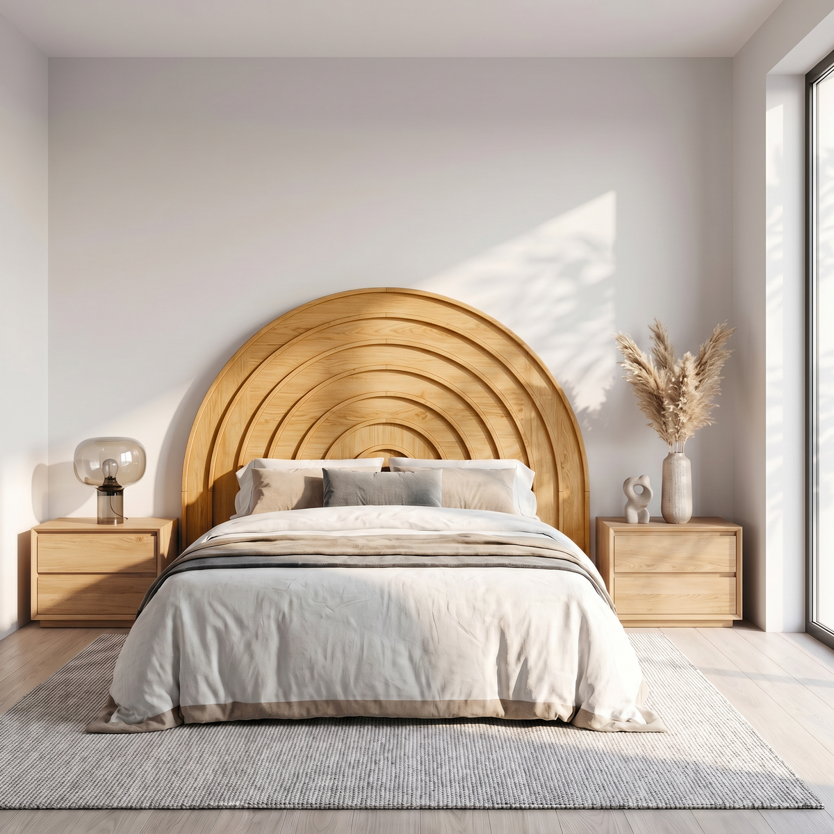 Contemporary Arched Headboard Wooden Bed Headboard For Bedroom