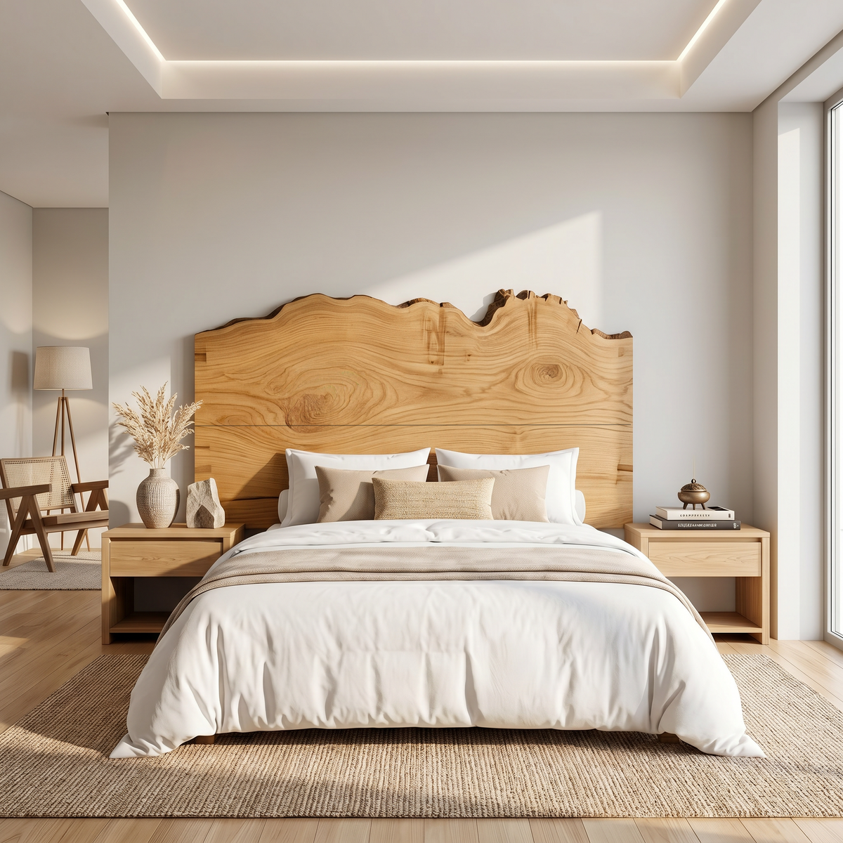 Organic Natural Edge Headboard Wooden Bed Headboard For Bedroom