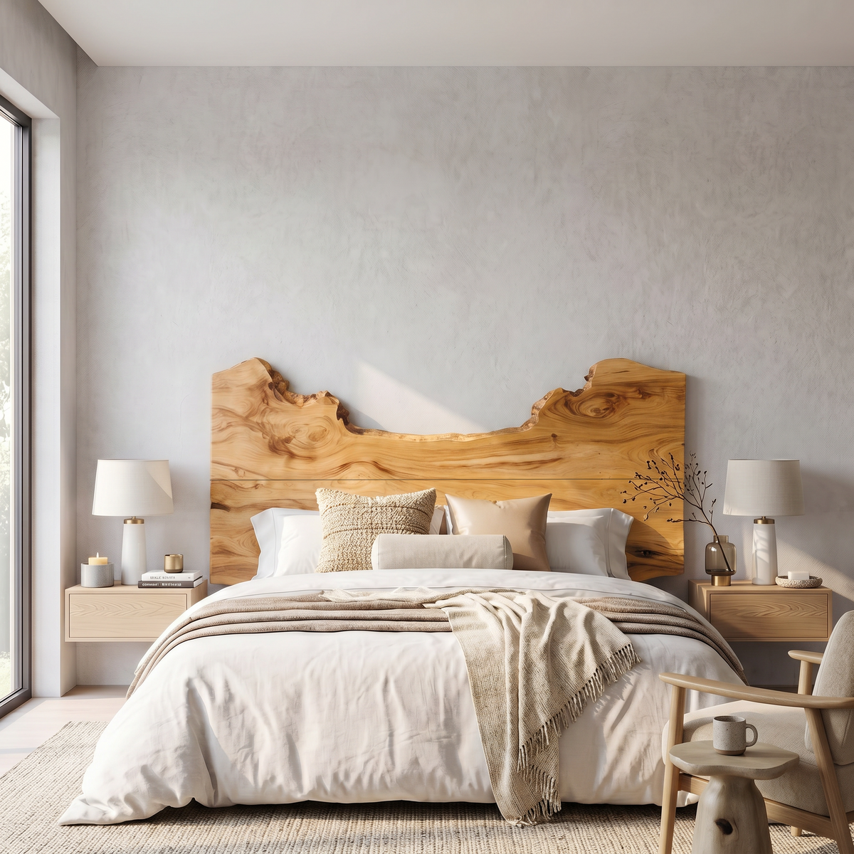Natural Edge Headboard Wooden Bed Headboard For Bedroom