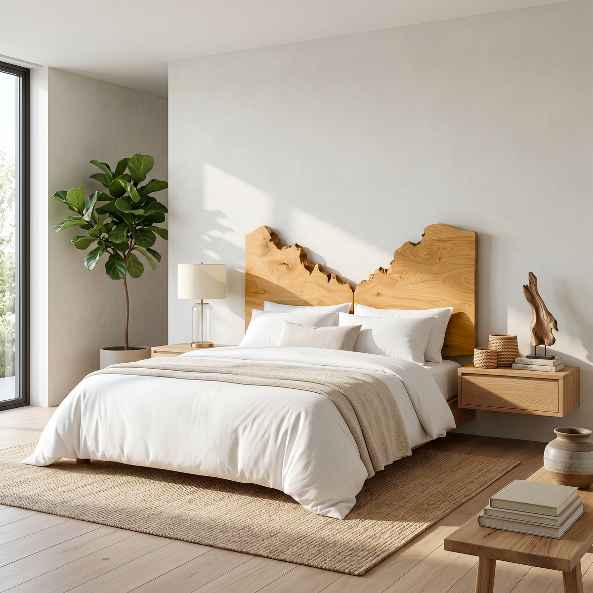Organic Live Edge Headboard Wooden Bed Headboard For Bedroom