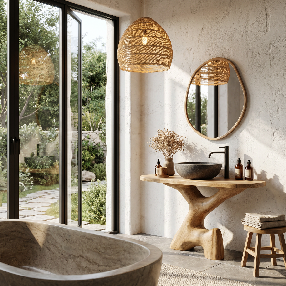 Contemporary Sculptural Bathroom Vanity Freestanding Sink Console