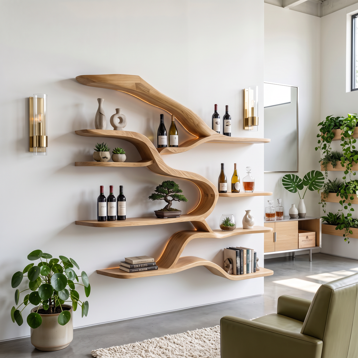 Modern Live Edge Floating Shelves For Home Bar