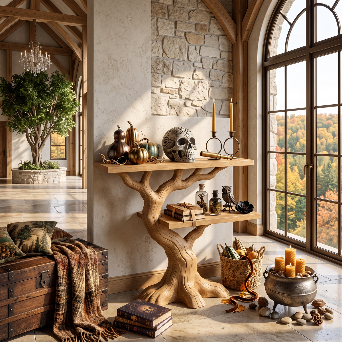 Modern Gnarled Branch Entryway Table For Vintage Halloween Decor