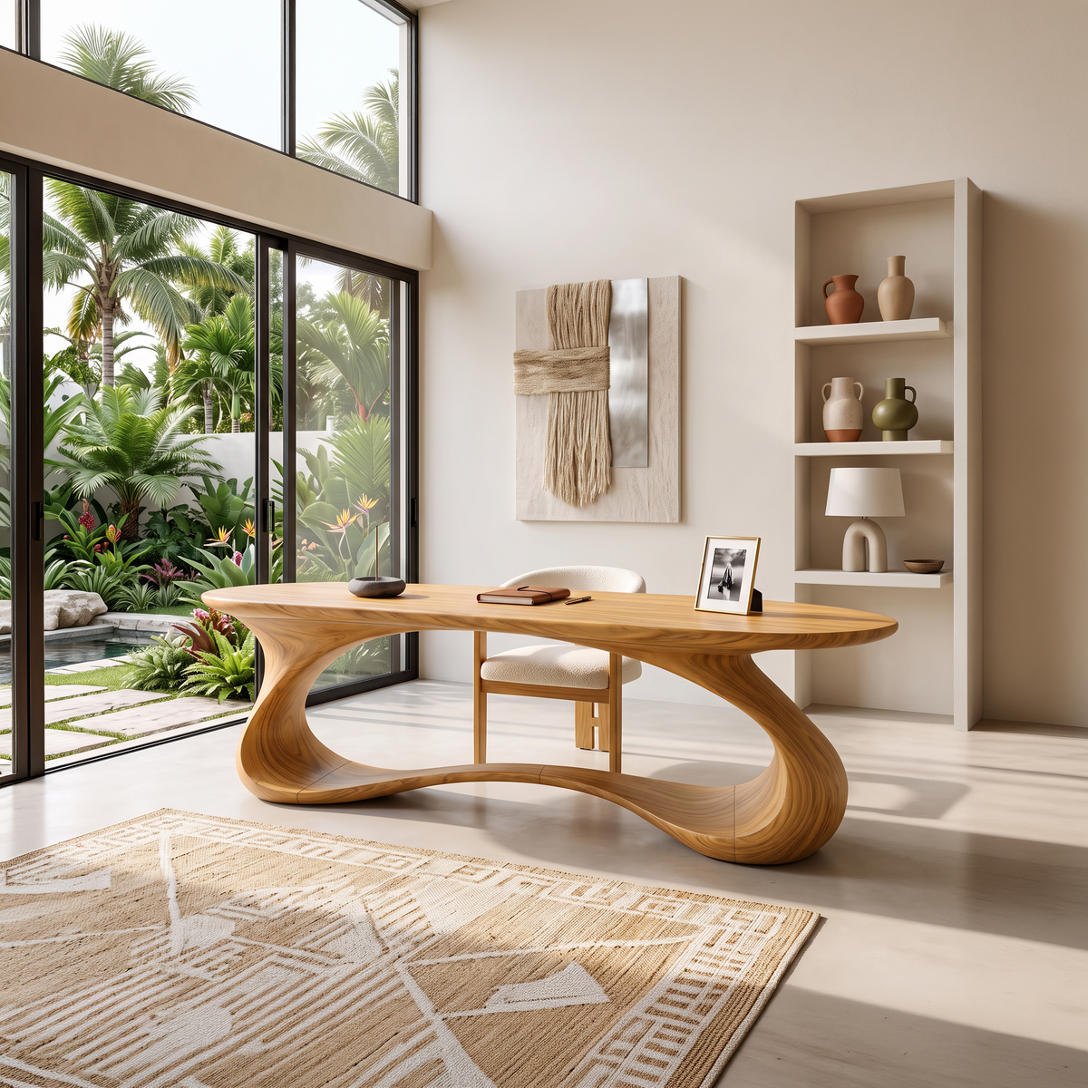 Rustic Sculptural Work Desk Living Room Studio