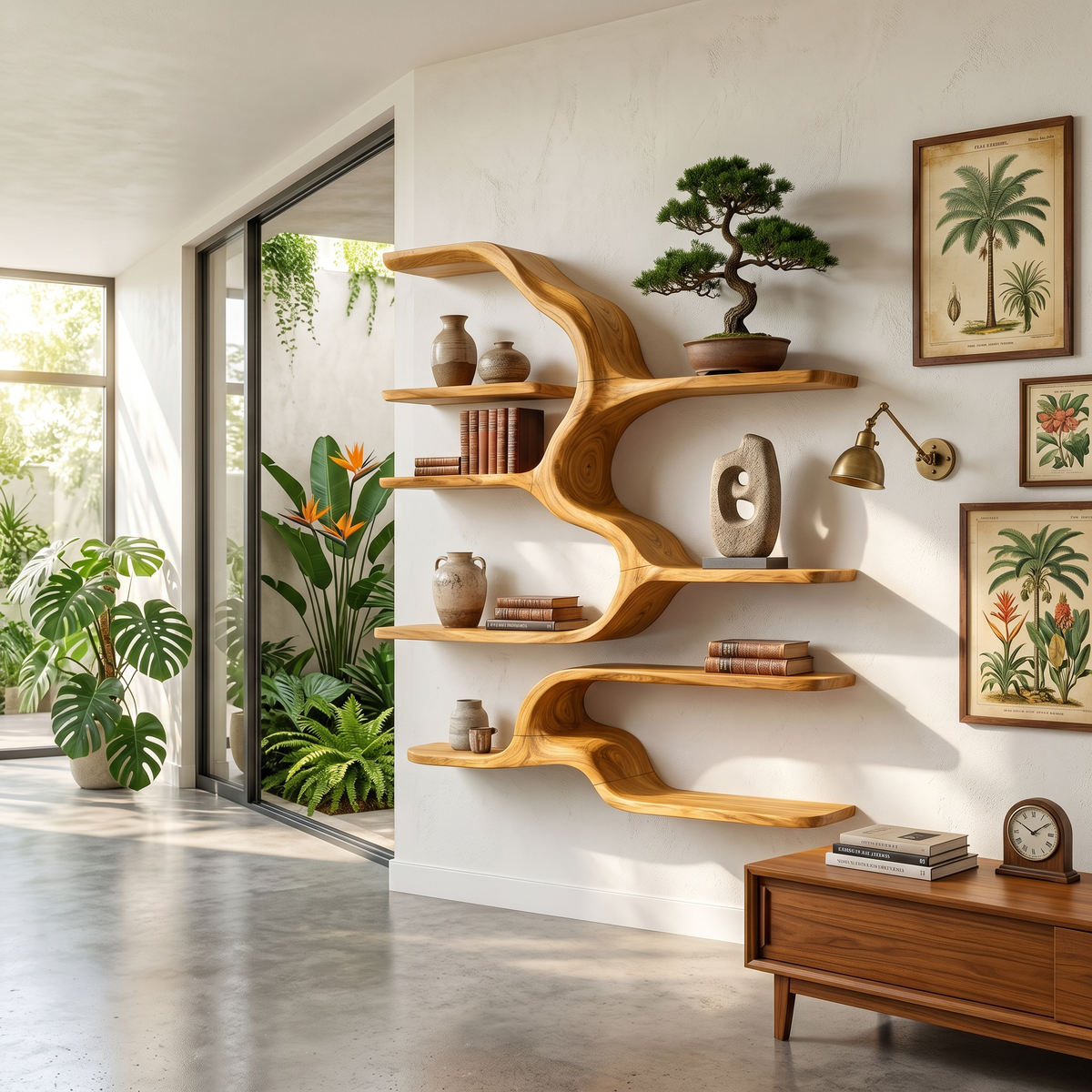 Japandi Floating Display Shelves For Living Room