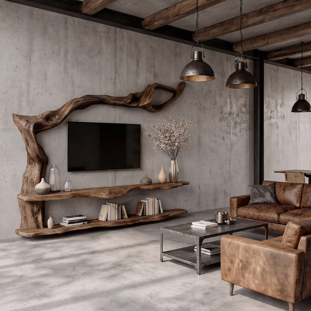 Contemporary TV Cabinet With Sculptural Tree Inspired Base For Living Room
