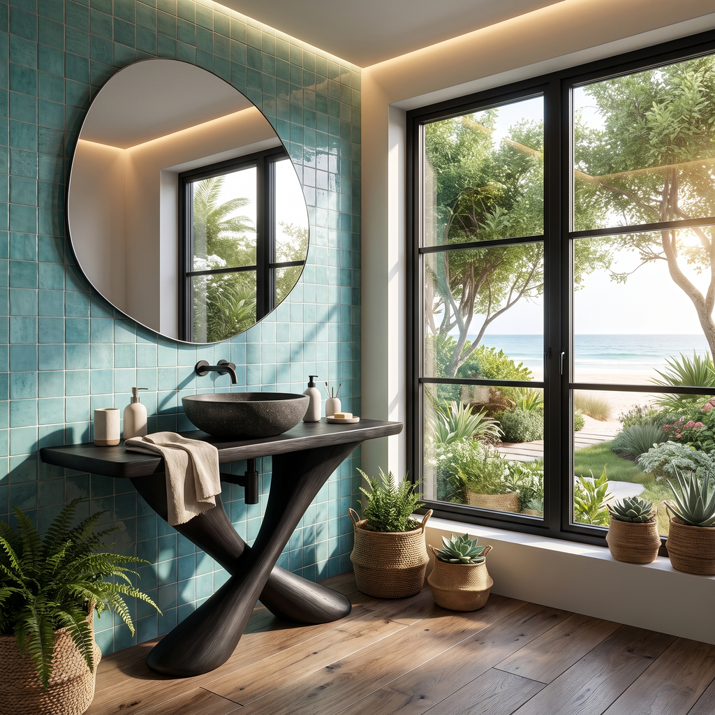 Organic Bathroom Vanity With Sculptural Tree Trunk Base For Bathroom