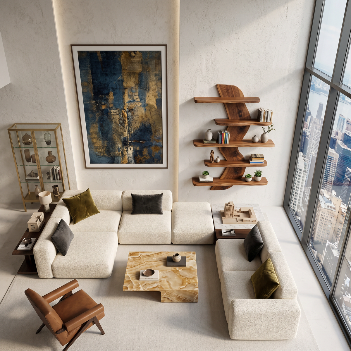Sculptural Wall Mounted Bookshelf For Modern Living Room