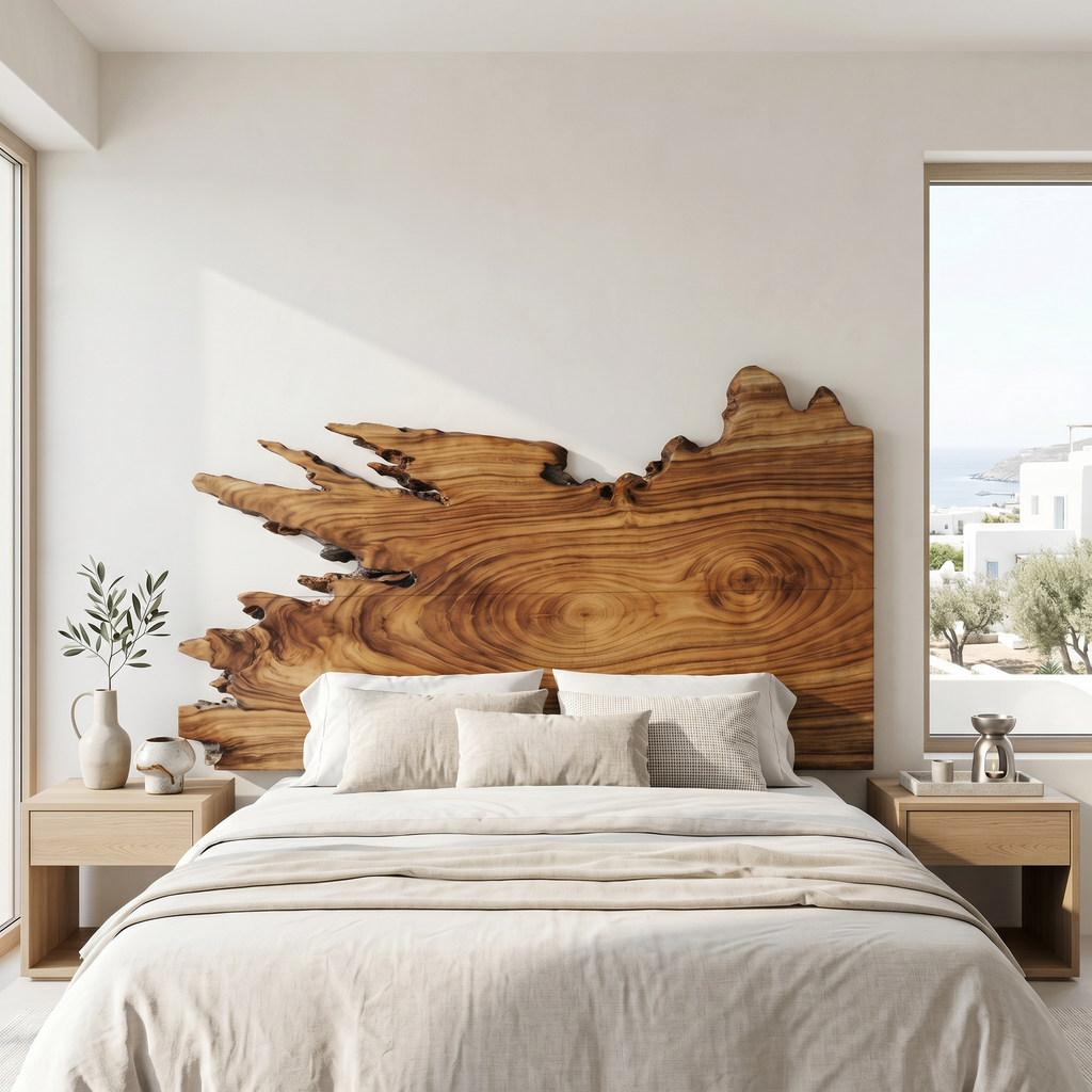 Organic Split Edge Headboard Wooden Bed Headboard For Bedroom