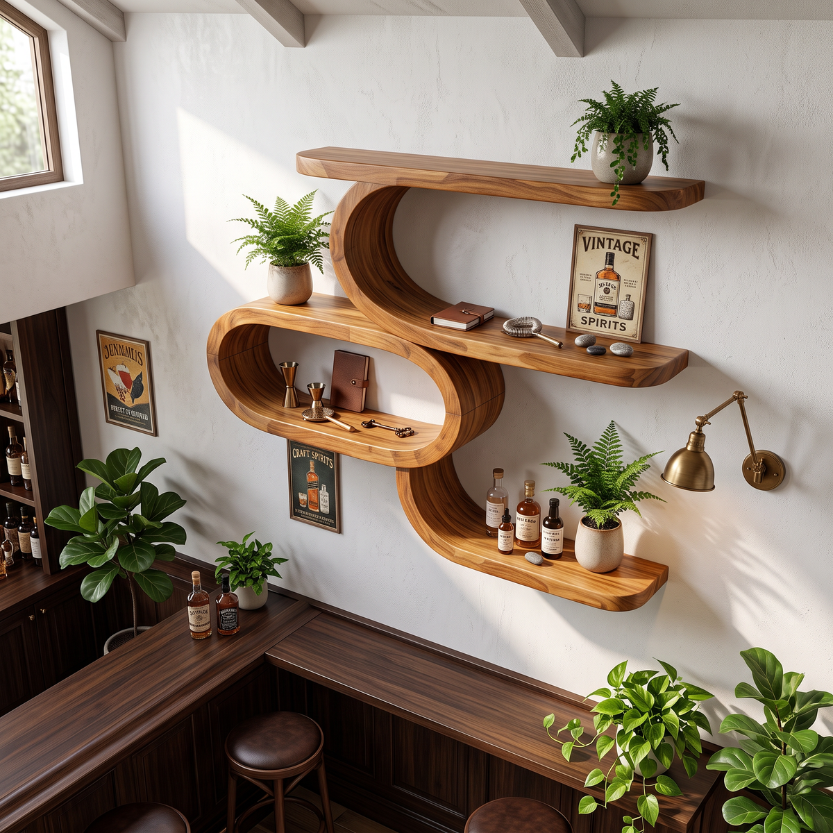 Farmhouse Wooden Floating Shelves For Kitchen