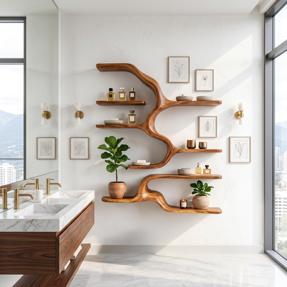 Japandi Floating Display Shelves For Living Room