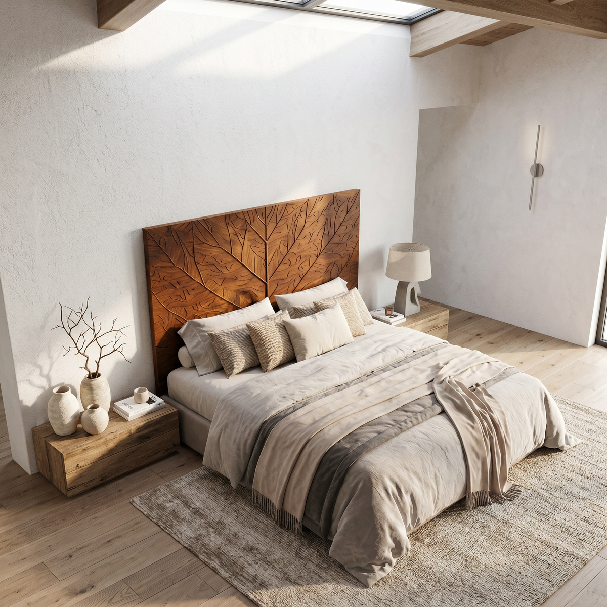 Contemporary Tree Ring Headboard Wooden Bed Headboard For Bedroom