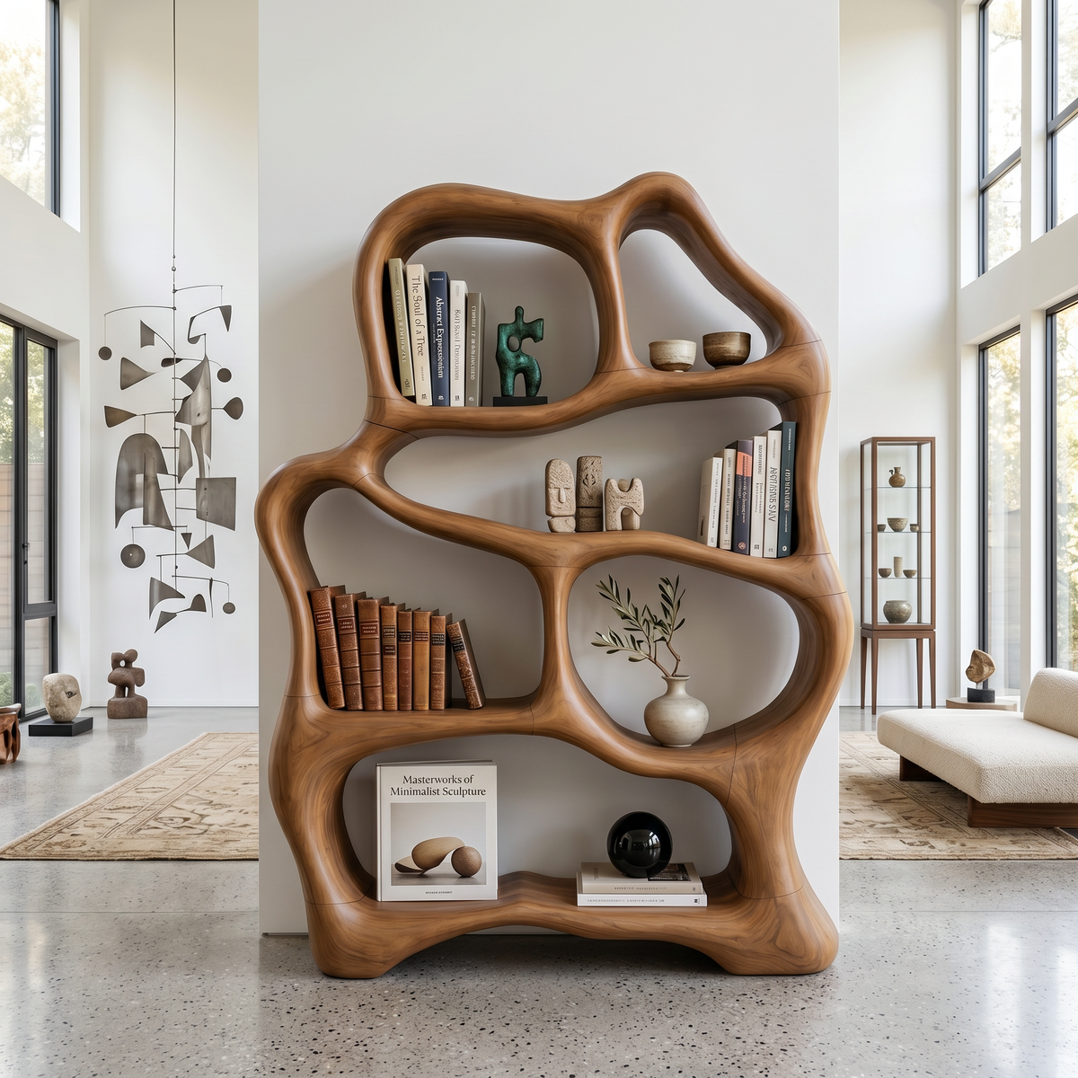 Organic Flow Bookcase For Cozy Reading Corner