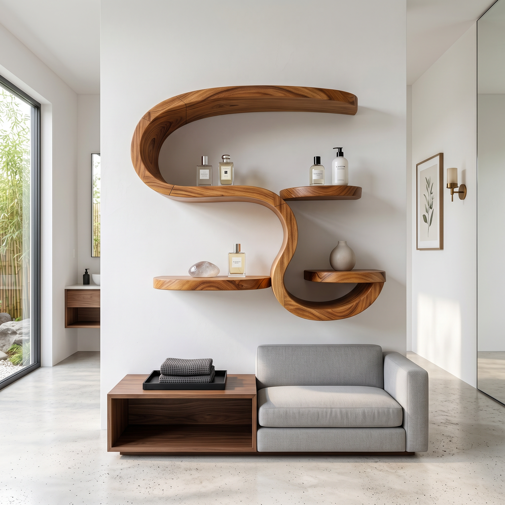 Rustic Wooden Wall Mounted Shelves For Kitchen