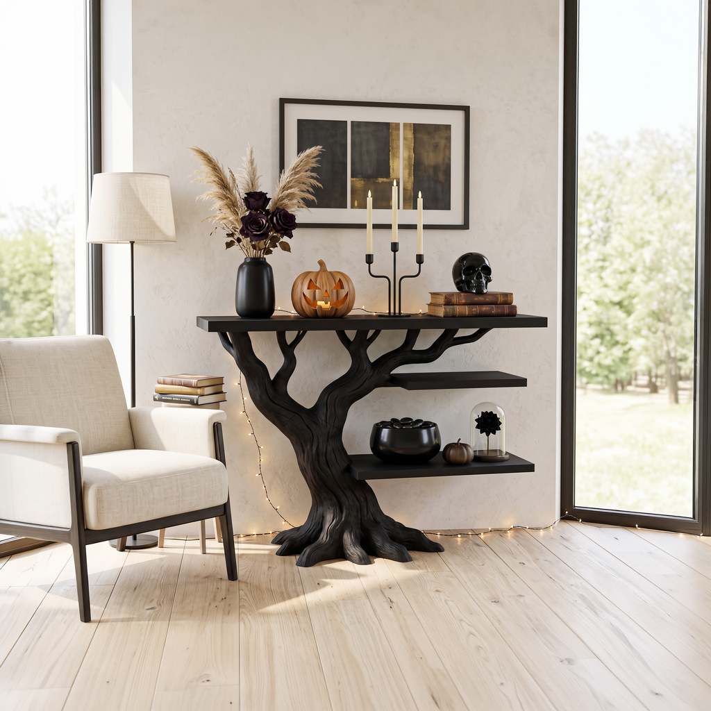 Mid Century Branchwork Sofa Table For Witchy Halloween Interior
