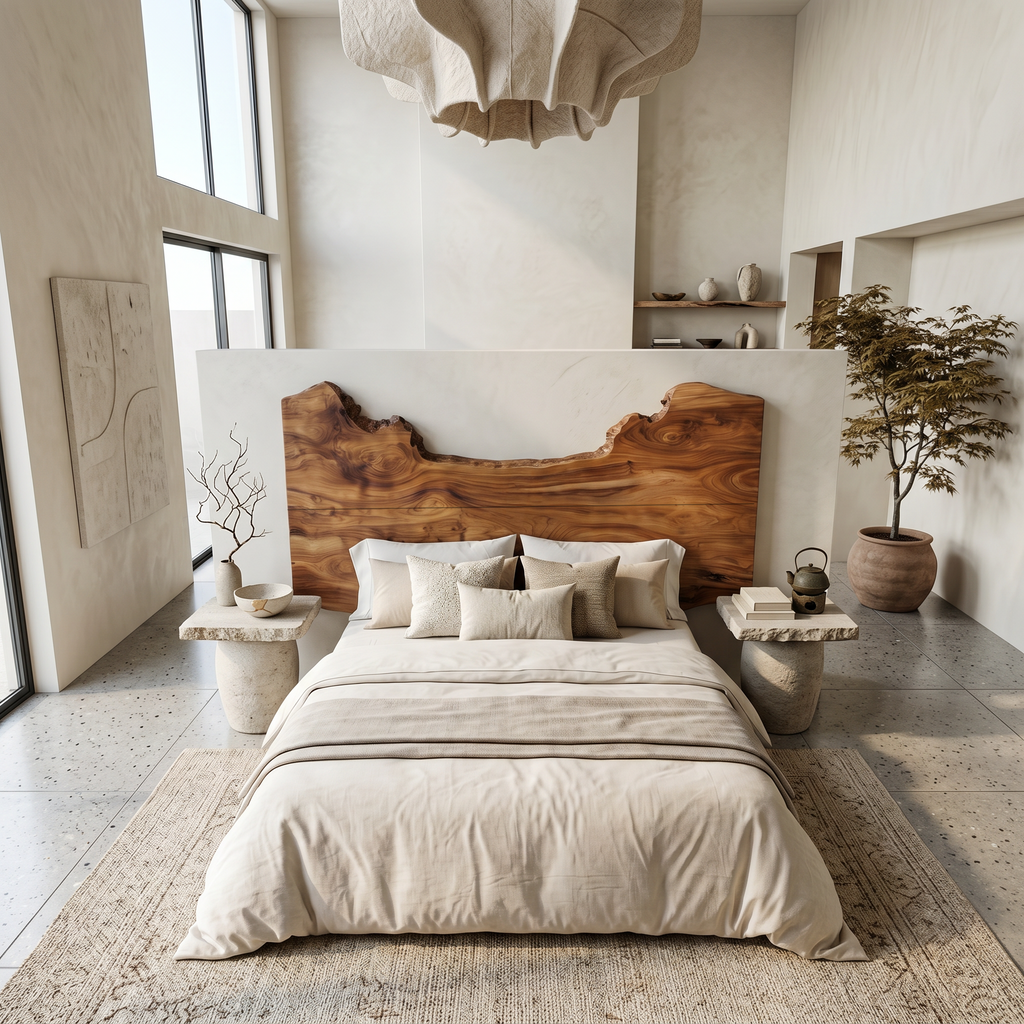 Natural Edge Headboard Wooden Bed Headboard For Bedroom