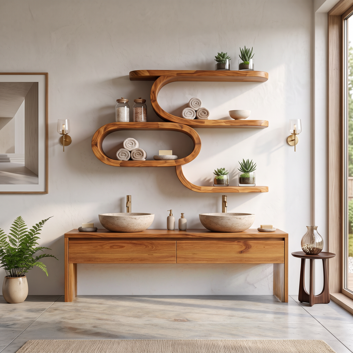 Farmhouse Wooden Floating Shelves For Kitchen