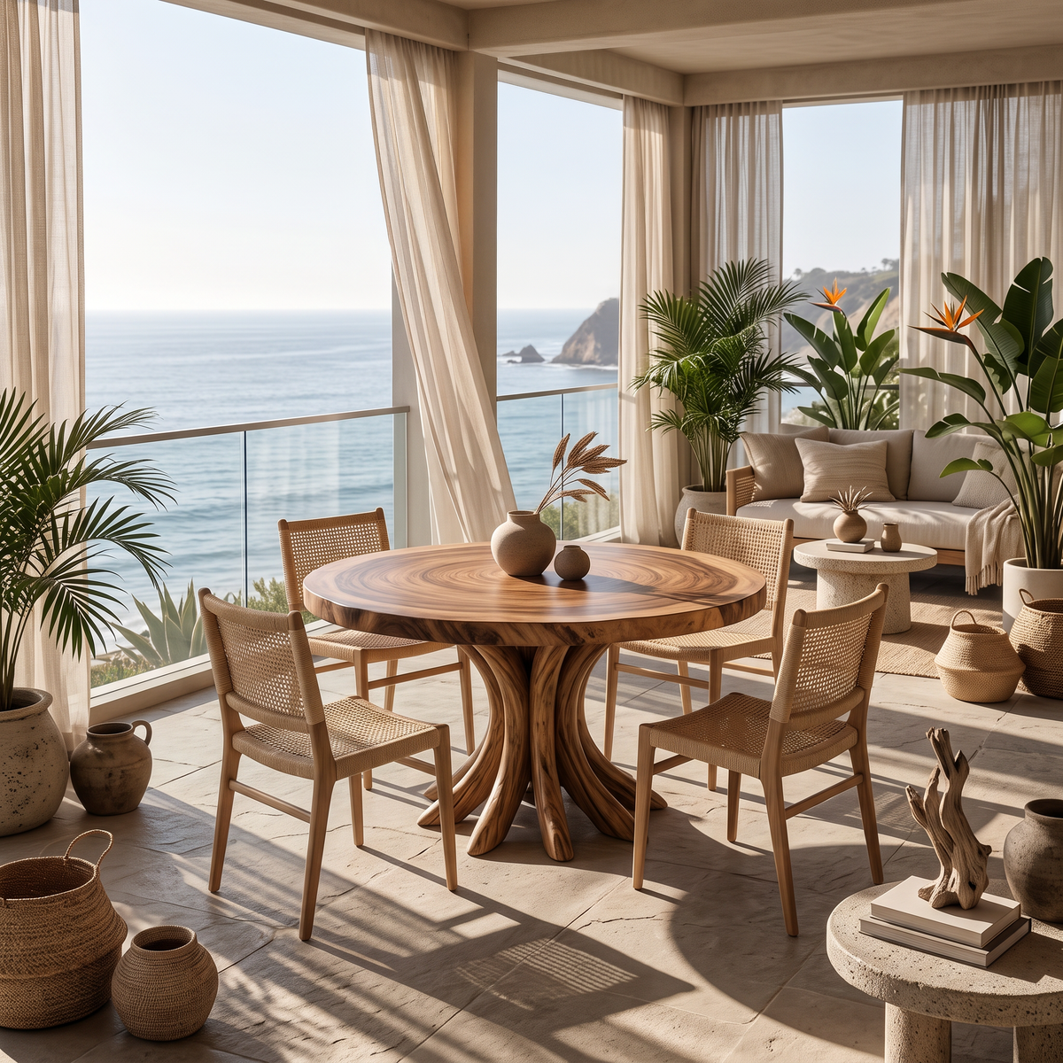 Organic Round Dining Table Inspired Tree Root Base For Dining