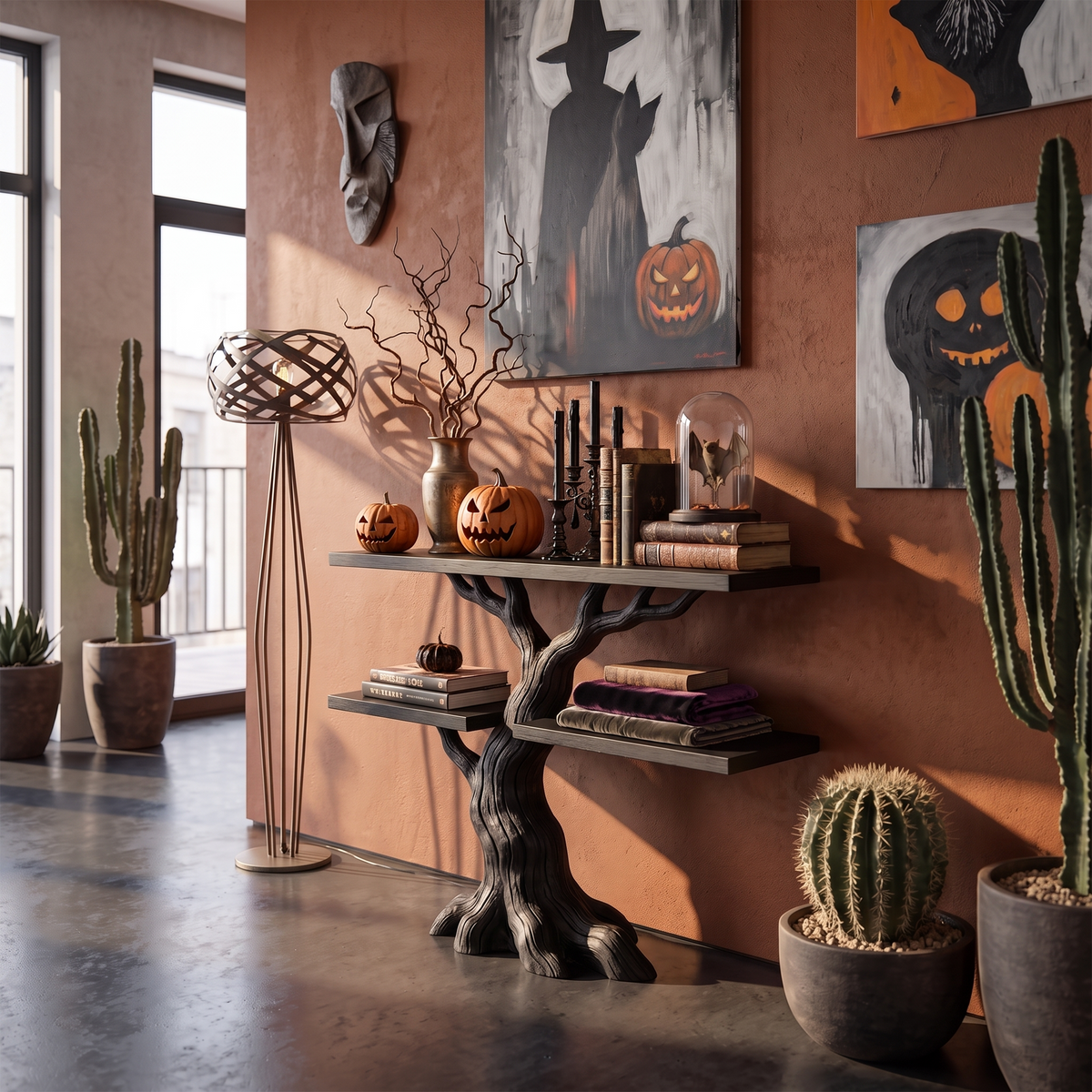Mid Century Rooted Display Table For Gothic Halloween Furniture