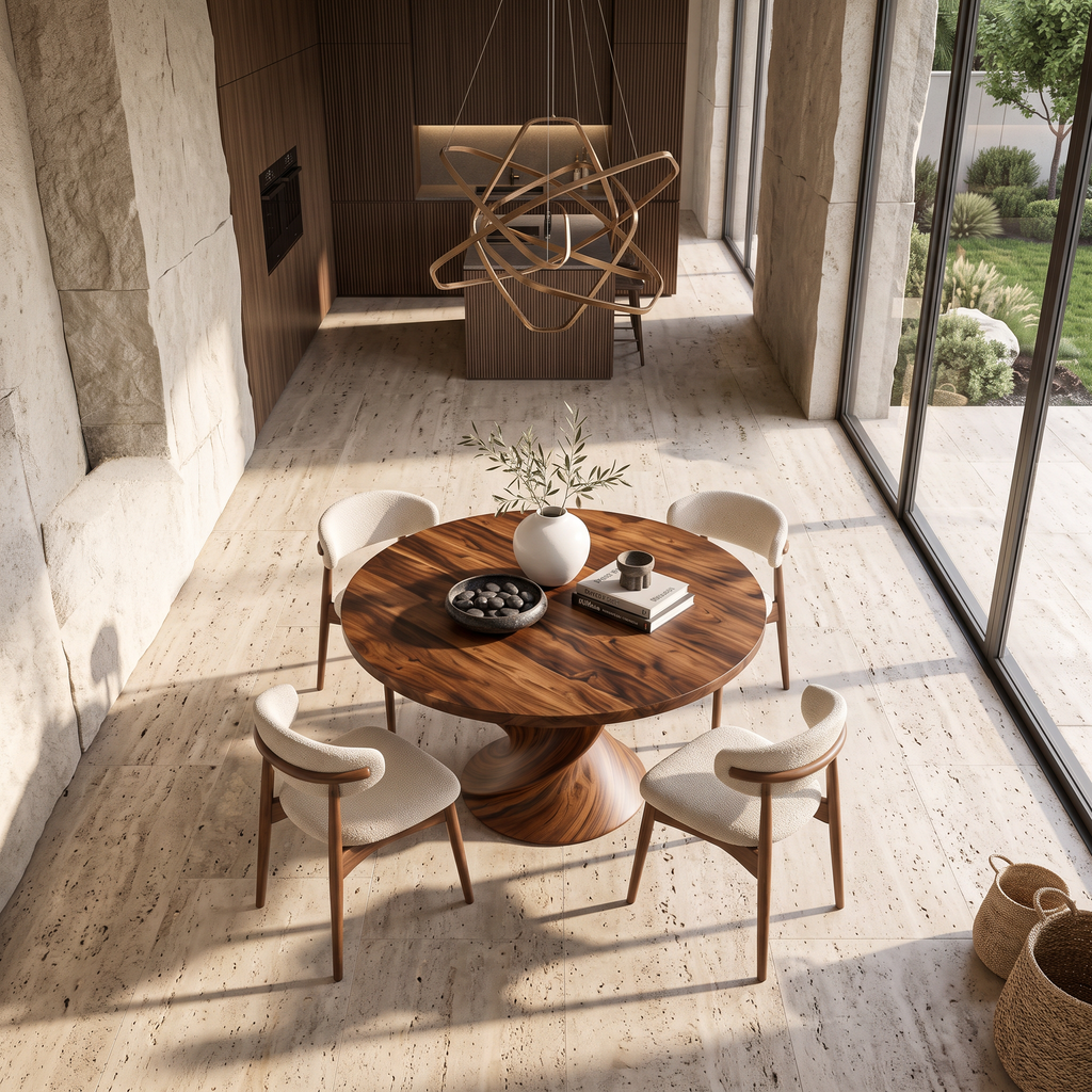 Modern Round Dining Table For Open Concept Dining Room