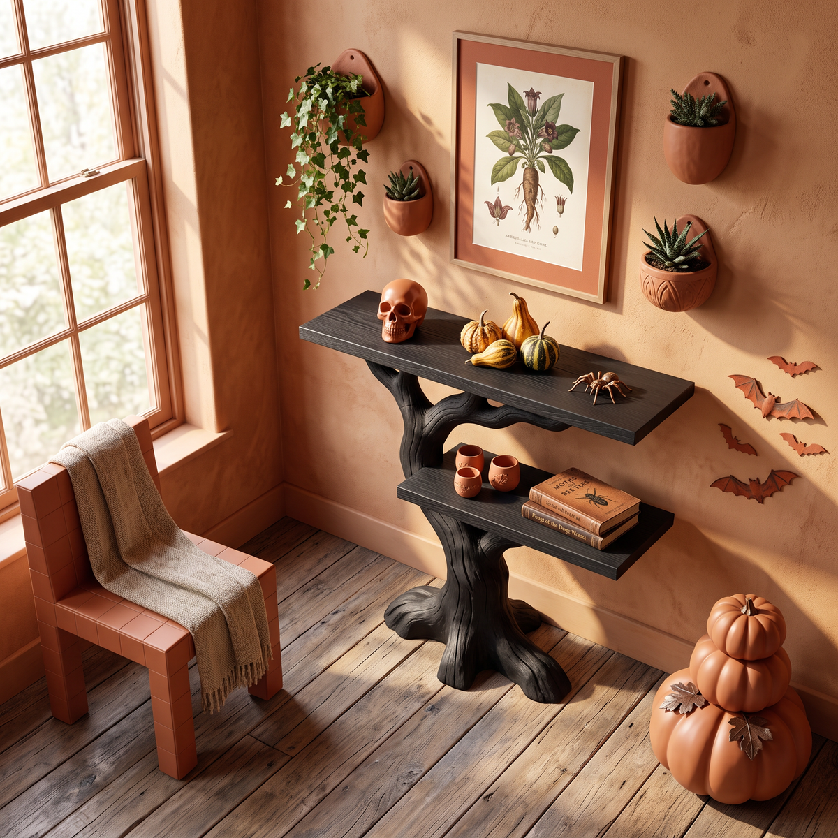 Modern Gnarled Branch Entryway Table For Vintage Halloween Decor
