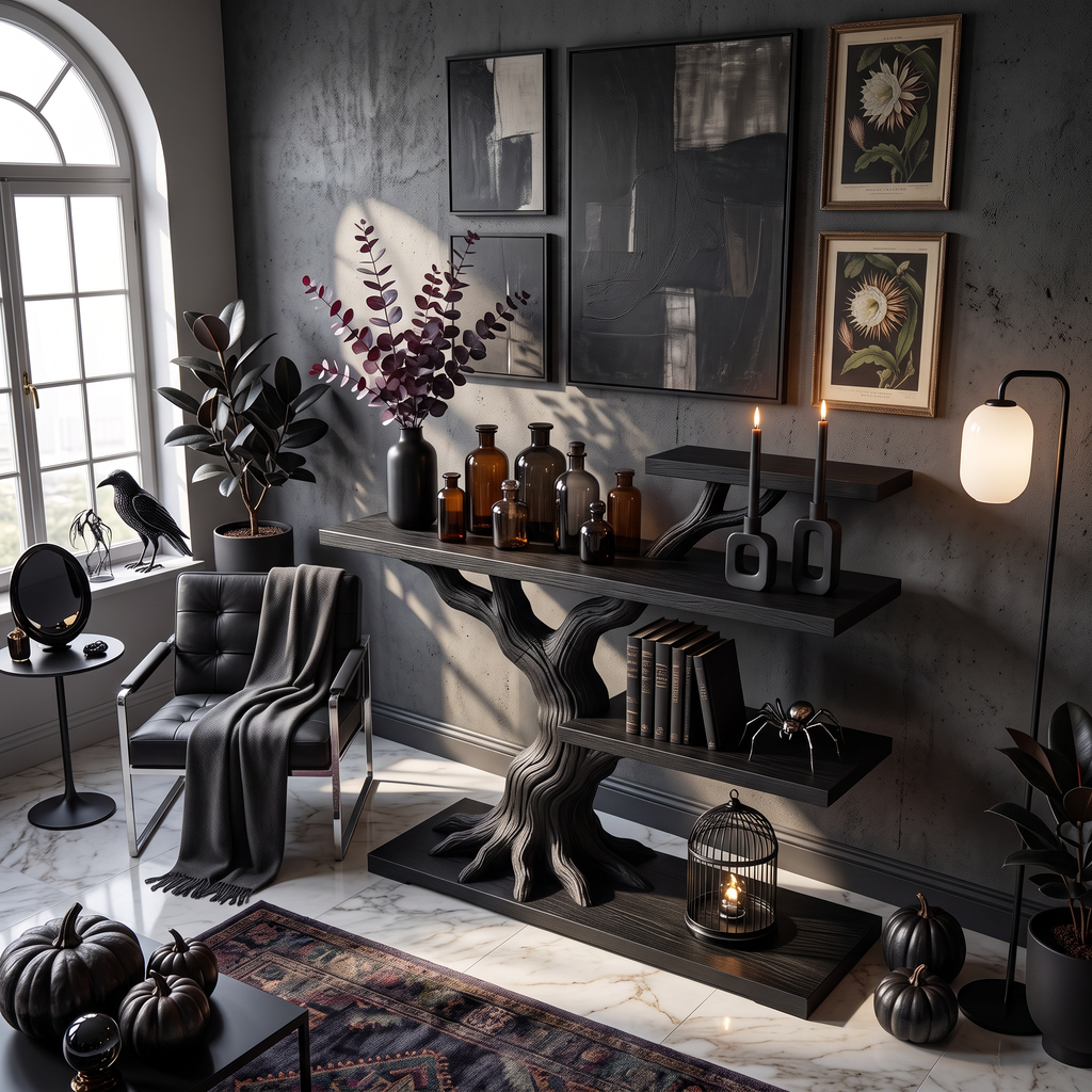 Contemporary Twisted Root Display Table For Gothic Halloween Furniture