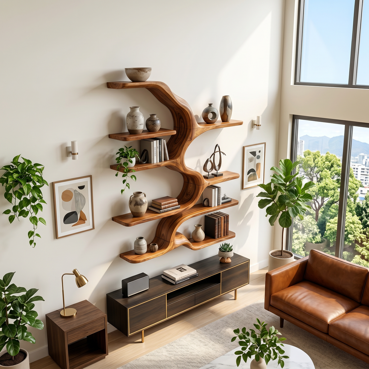 Japandi Floating Display Shelves For Living Room