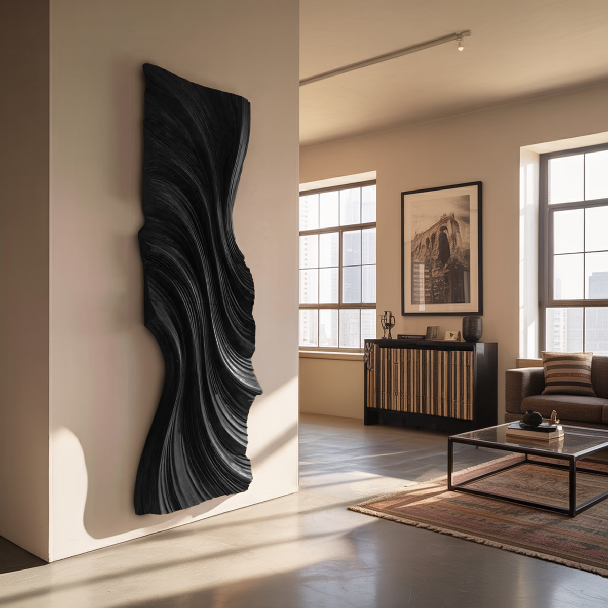 Vertical Wave Wall Art For Modern Living Room