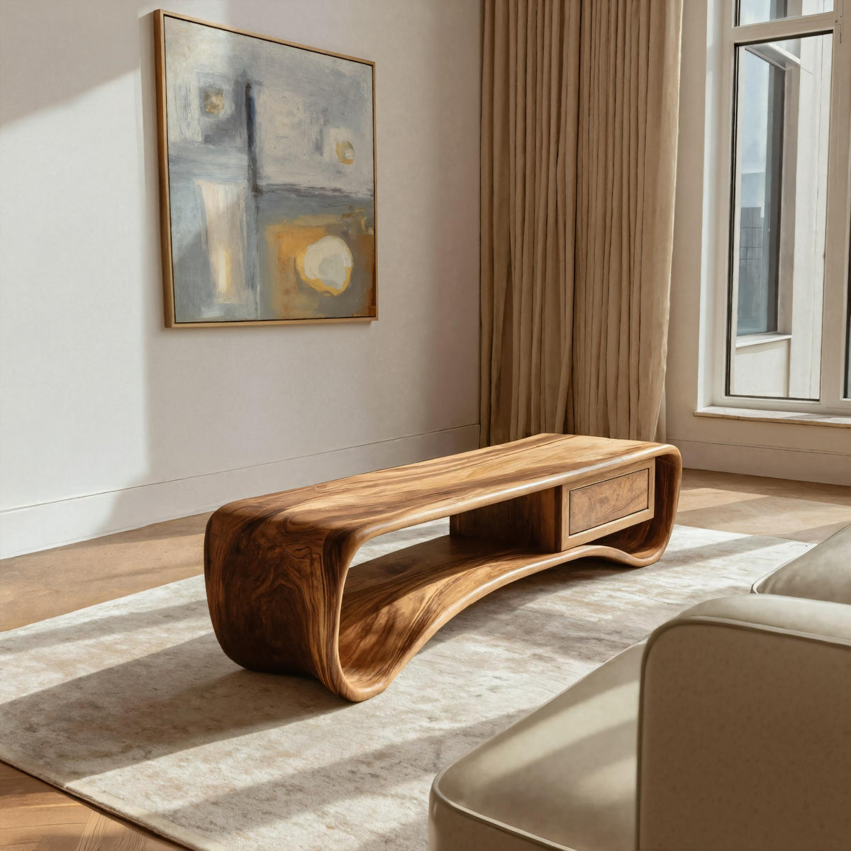 Handcrafted Coffee Table Compact Design For Living Room