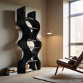 Organic Solid Wood Wall Bookcase For Modern Entryway