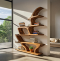 Modern Sculptural Bookshelf With Fluid Shelving For Living Room